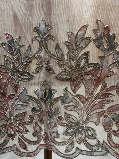 Zehraah Cutwork Veil Suit (Silver Grey)