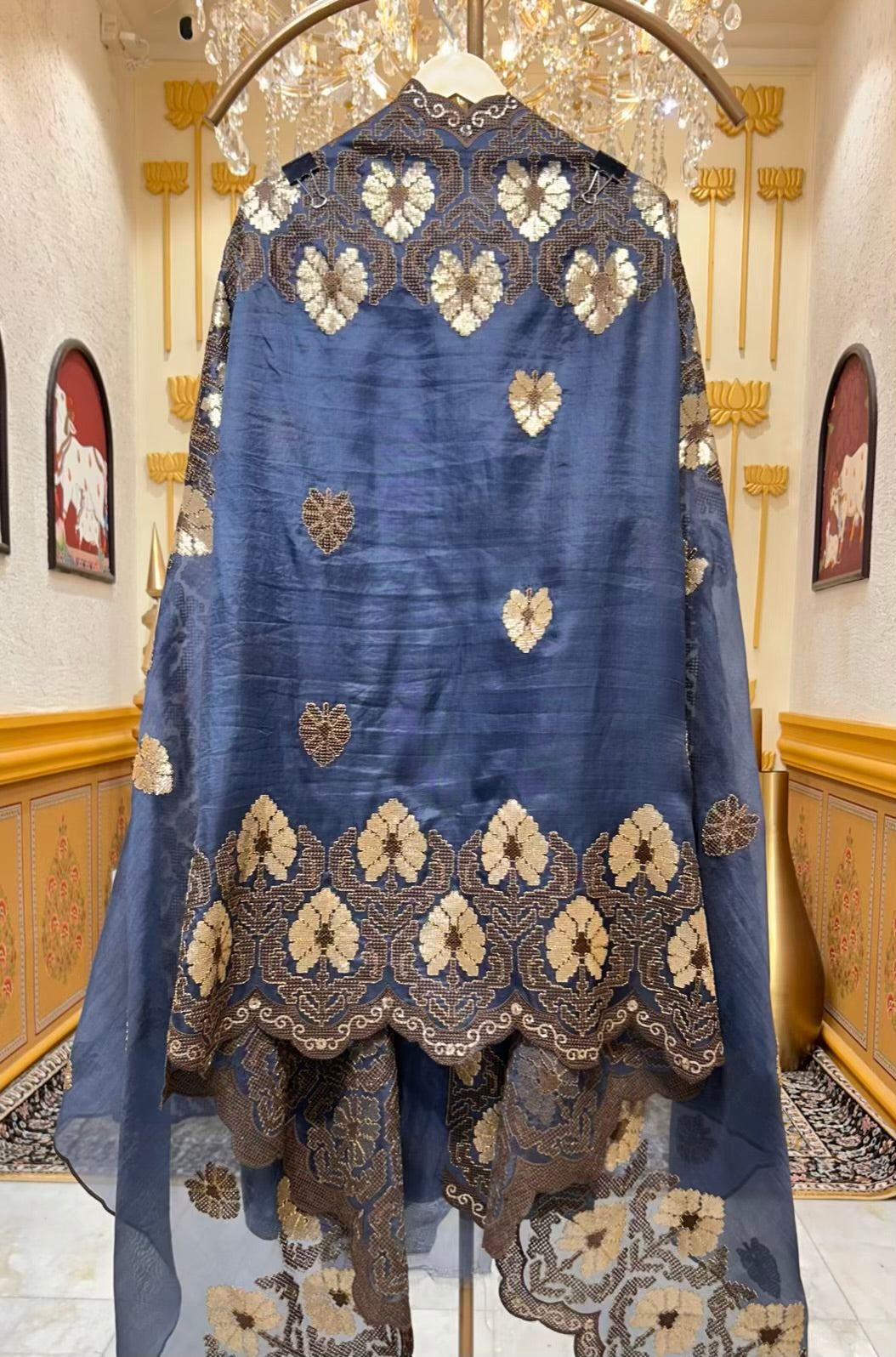 Zehriya Sequin Veil Suit (Navy Blue)