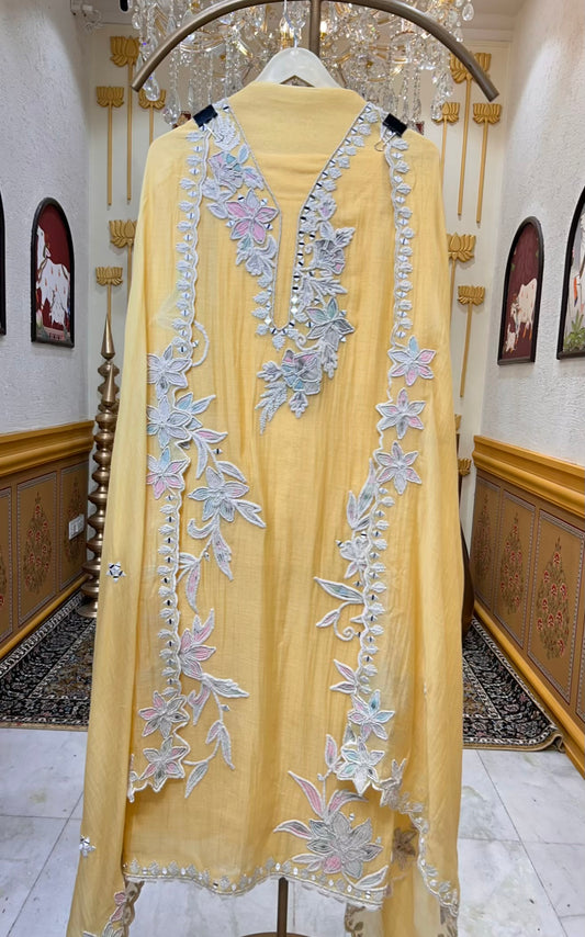 Nazira Mul Aaina Suit (Yellow)