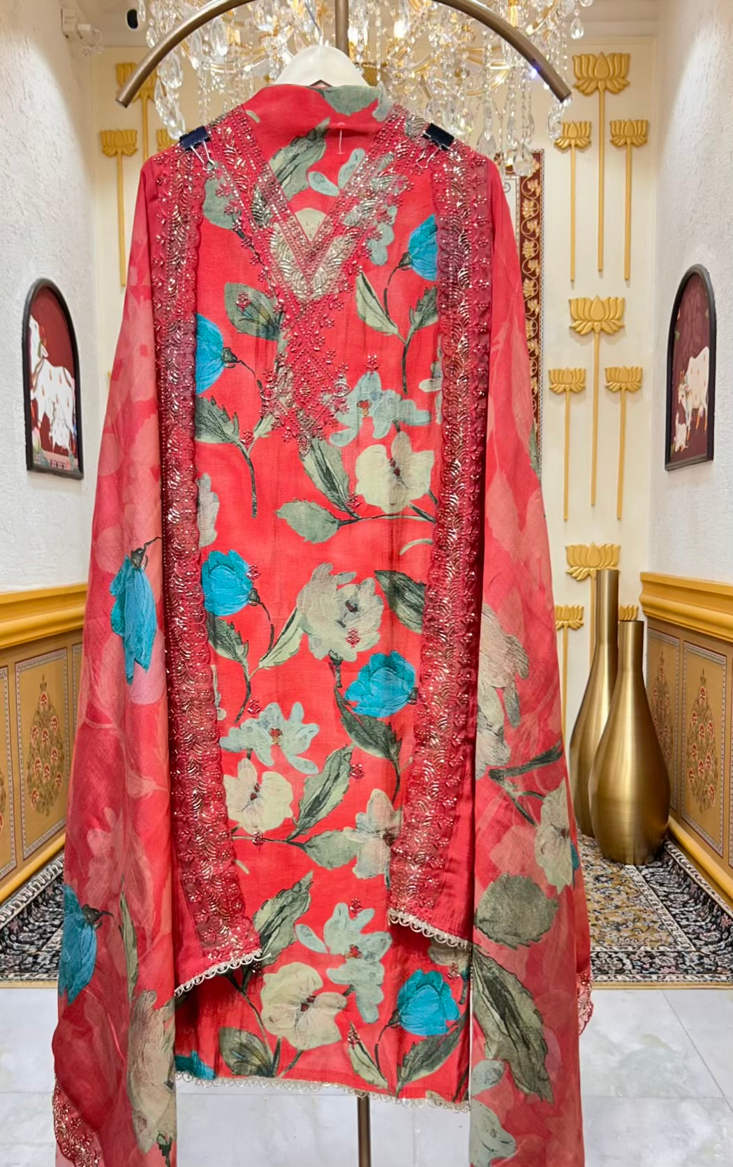 Nayra Muslin Bloom Suit (Red)