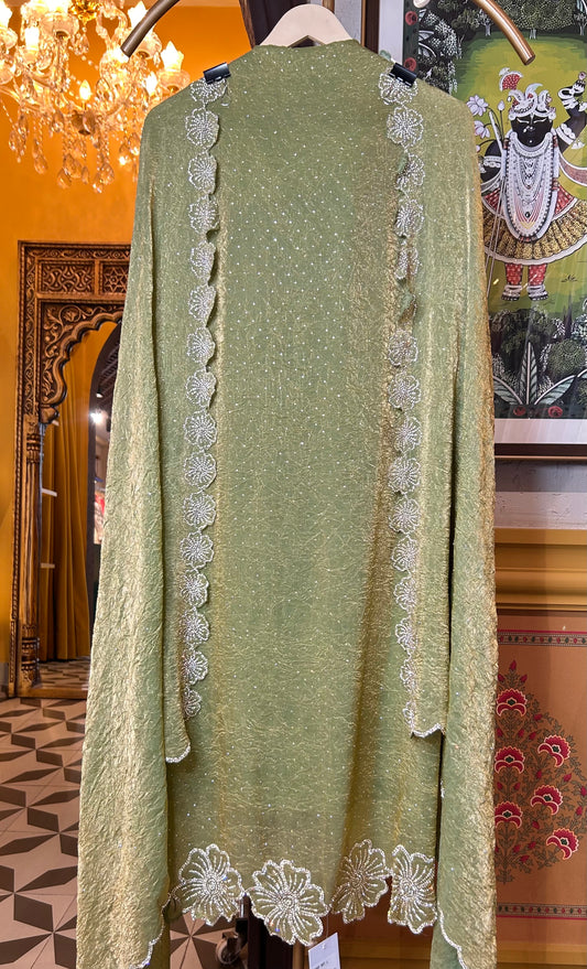 Roshna Shimmer Organza Suit (Green)
