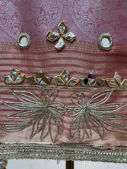 Sarnoor Gota Mirror Suit (Beige & Pink)