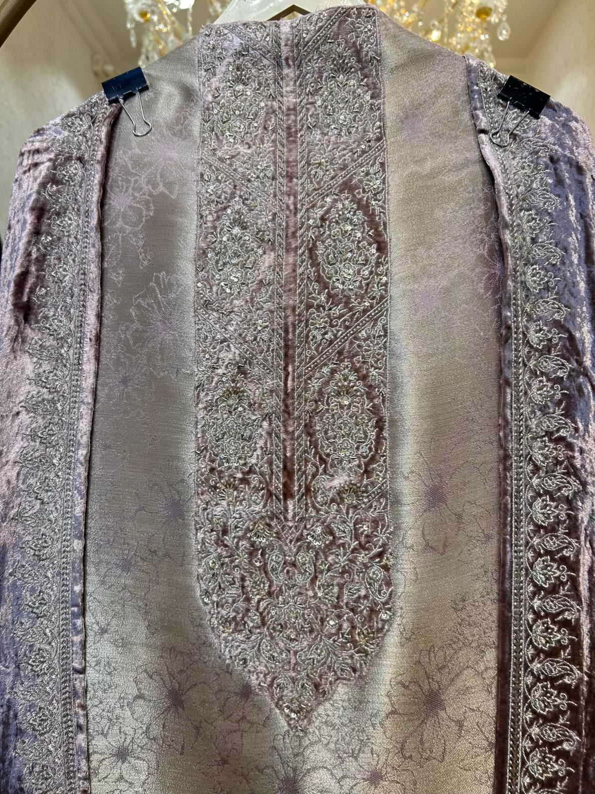 Ruhmeena Velvet Mosaic Suit (Pink)