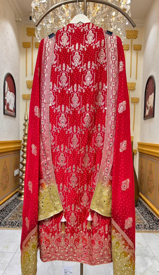Gulraaya Bandhani Noor Suit (Red)