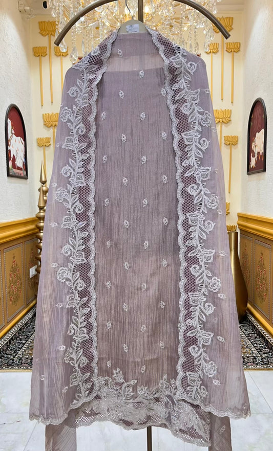 Naazira Crystal Cutwork Suit (Lavender)