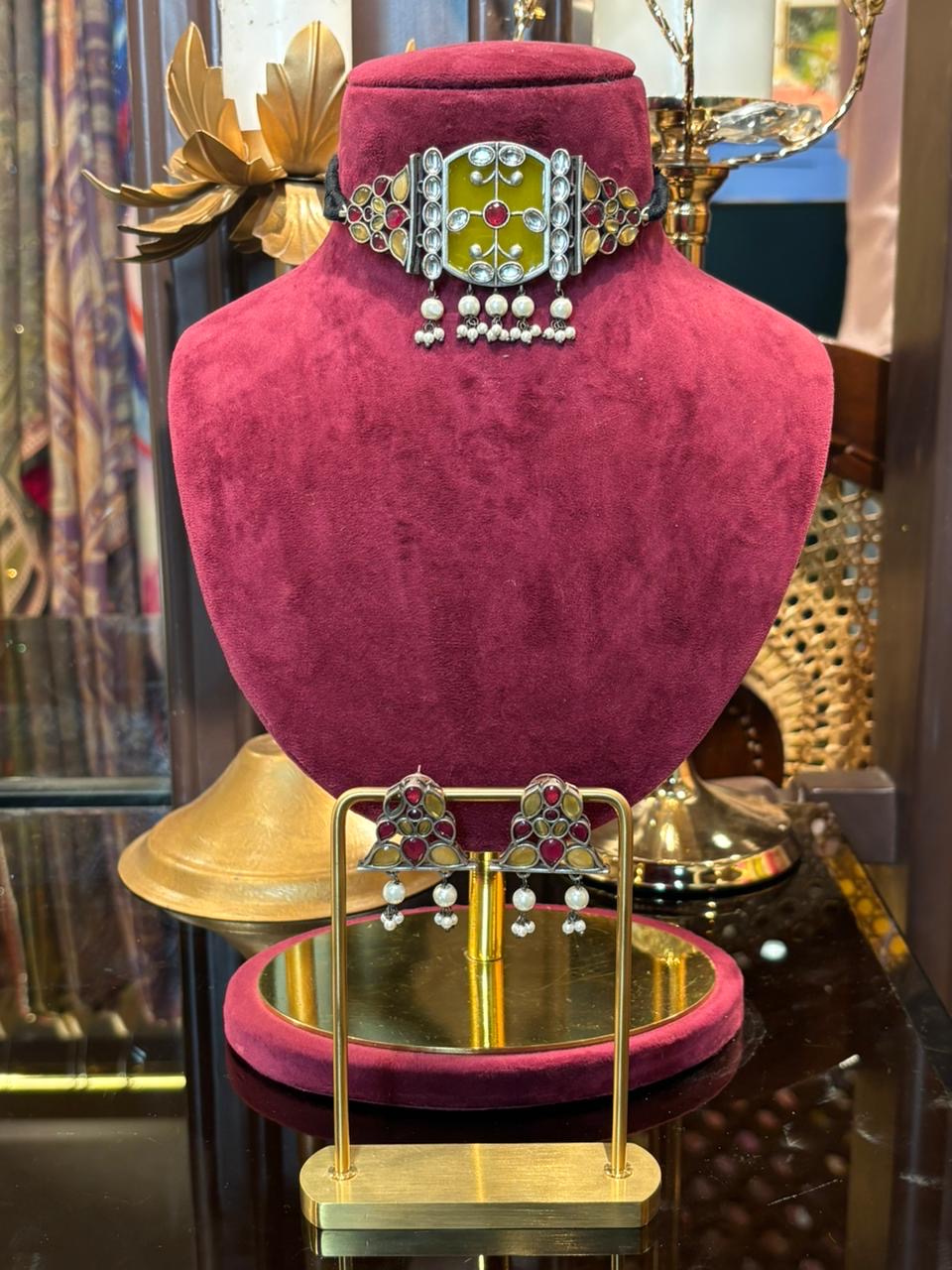 Gulnaaz Choker Set (Yellow)