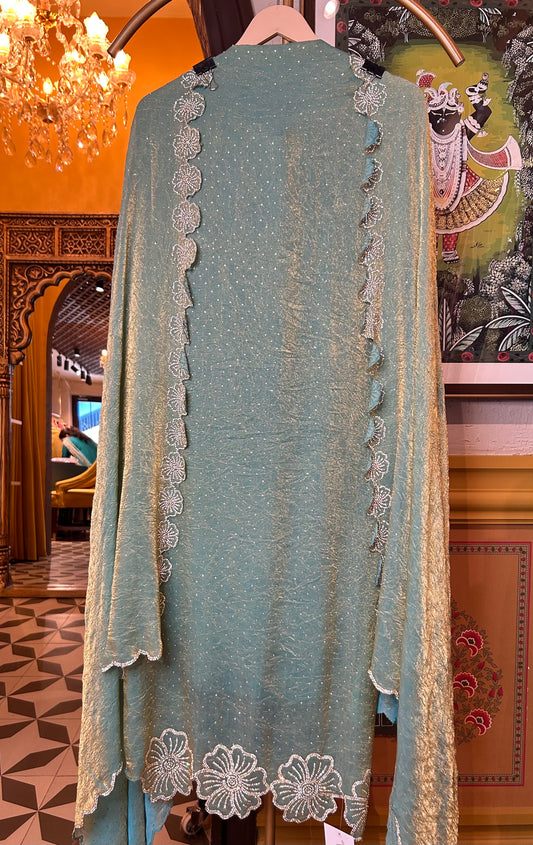 Roshna Shimmer Organza Suit (Blue)