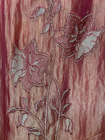 Sifat Shimmer Organza Suit (Rust)