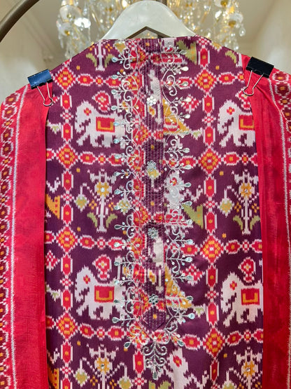 Saavira Patola Heritage Suit (Wine)