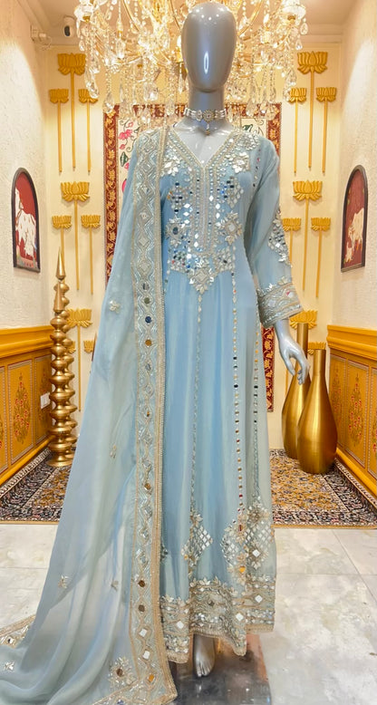 Aaliya Shimmer Noor Anarkali (Blue)