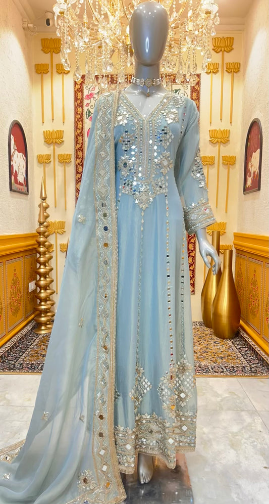 Aaliya Shimmer Noor Anarkali (Blue)