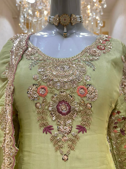 Meher Noor Sharara Set (Green)