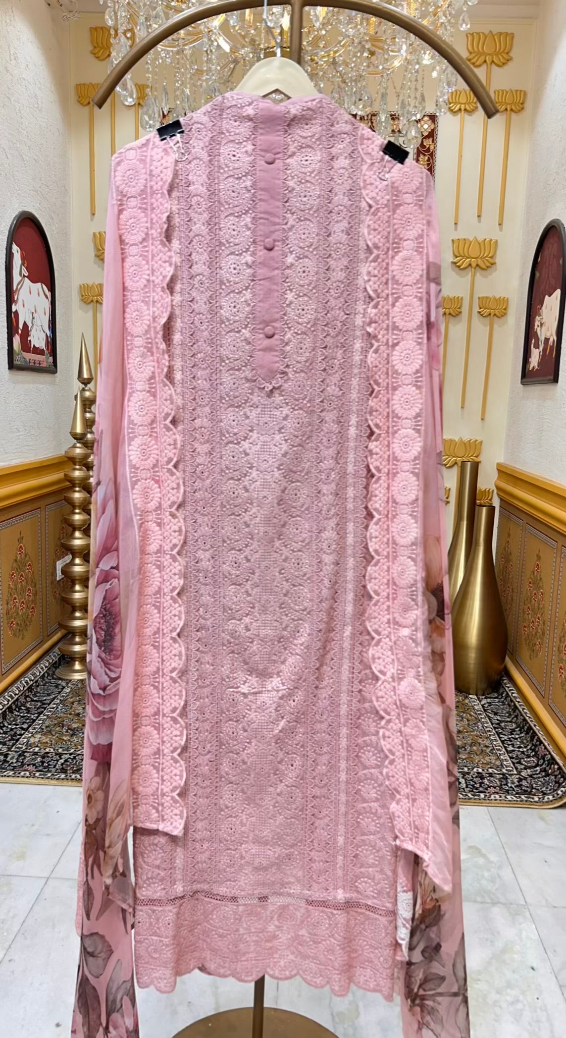Aabira Chikankari Veil Suit (Pink)