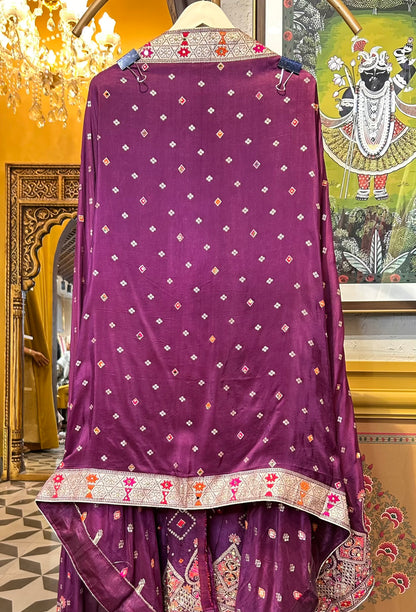 Khwabgah Bandhani Suit (Purple)