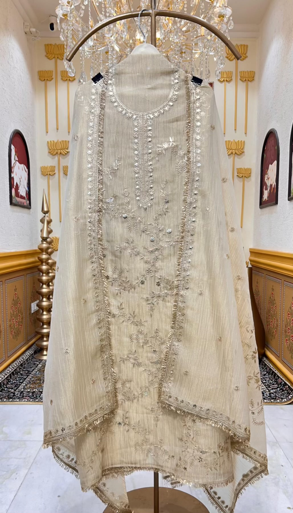 Zarvella Kiran Tissue Suit (Beige)