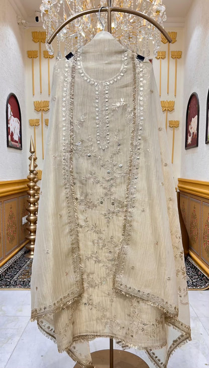 Zarvella Kiran Tissue Suit (Beige)