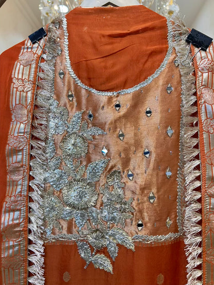 Shahvira Gota Mahal Suit (Rust)