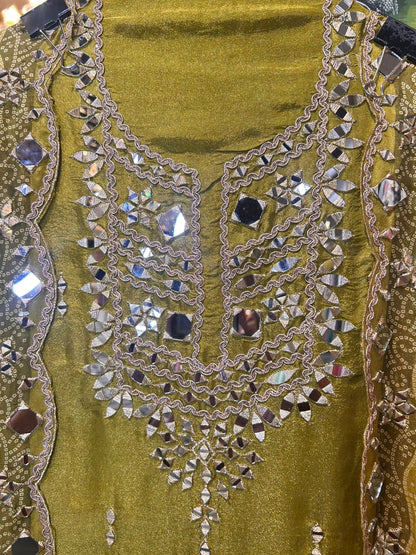 Zarnoor Bandhani Suit (Green)