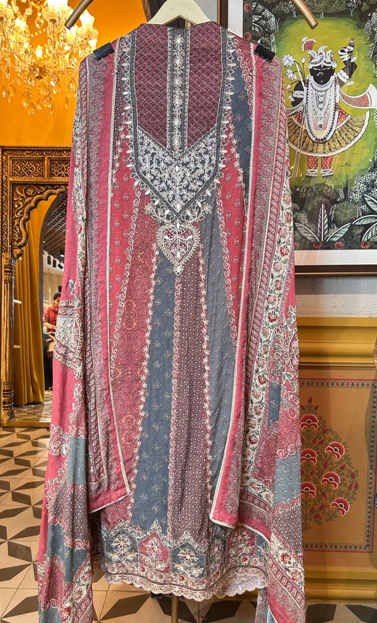 Tavisha Crepe Kali Suit (Pink)