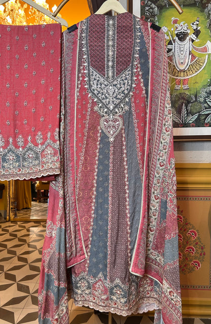 Tavisha Crepe Kali Suit (Pink)