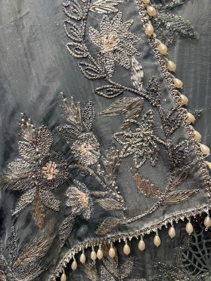 Ruhaysha-é-Noor Organza Suit (Blue)