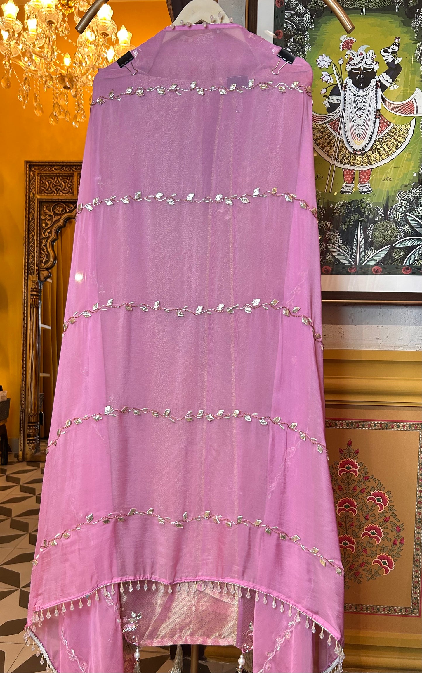 Saanvari Shimmer Organza Suit (Lavender)