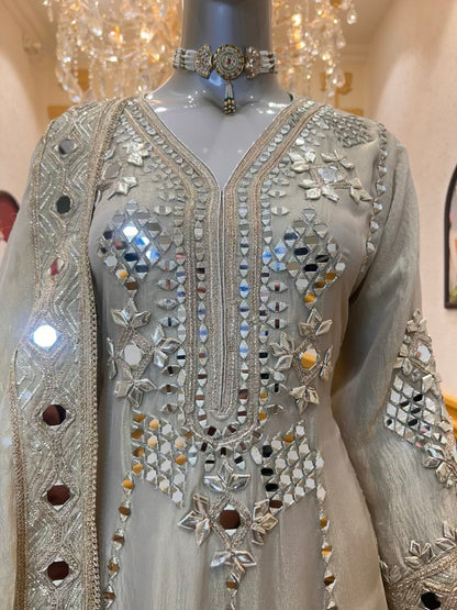 Aaliya Shimmer Noor Anarkali (Beige)