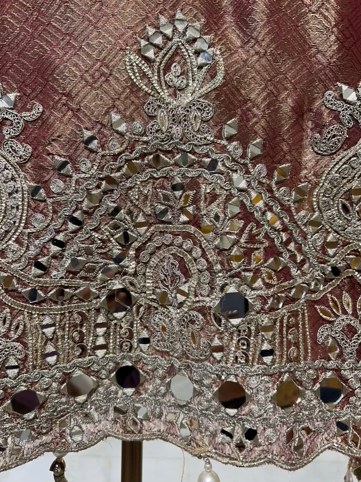 Nazneen Shimmer Dori Suit (Wine)