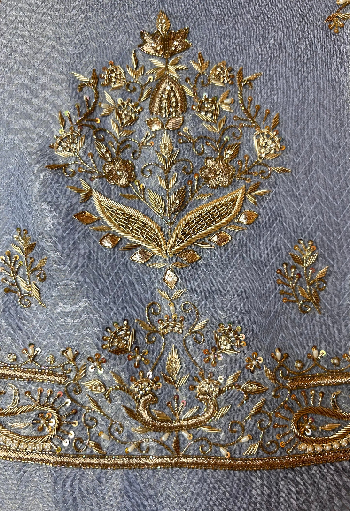 Nayra Dabka Work Organza Suit (Teal)