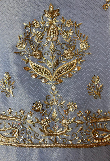 Nayra Dabka Work Organza Suit (Teal)