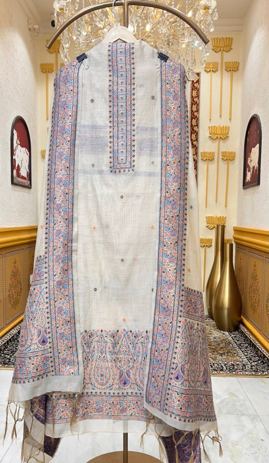 Ishmira Jamdhani Noor Suit (Beige & Blue)