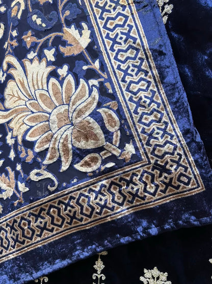 Zarfeen Velvet Suit (Blue)
