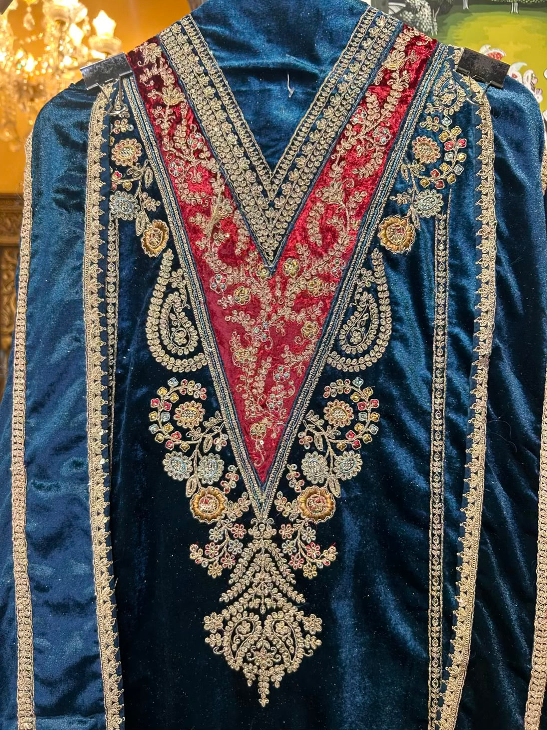 Ruhbaan Velvet Suit (Peacock Blue)