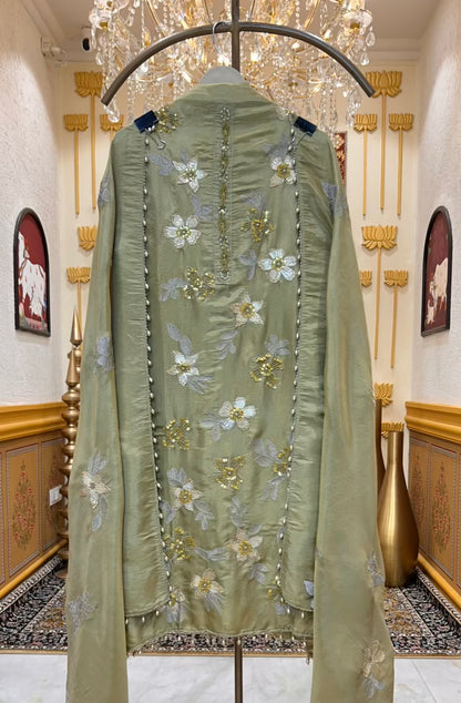 Rehma Gota Shimmer Suit (Green)