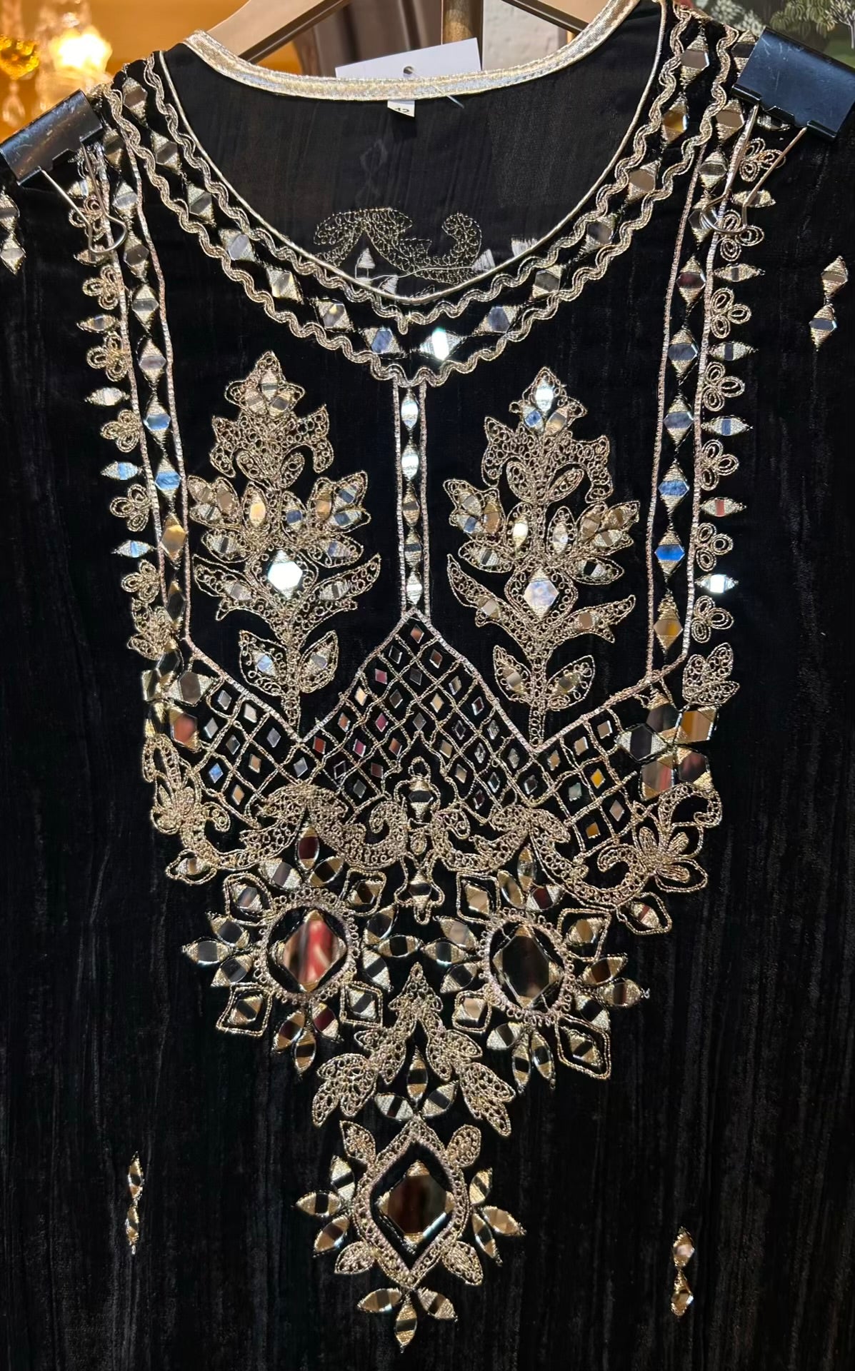 Shahnoor Velvet Slit Dress (Black)