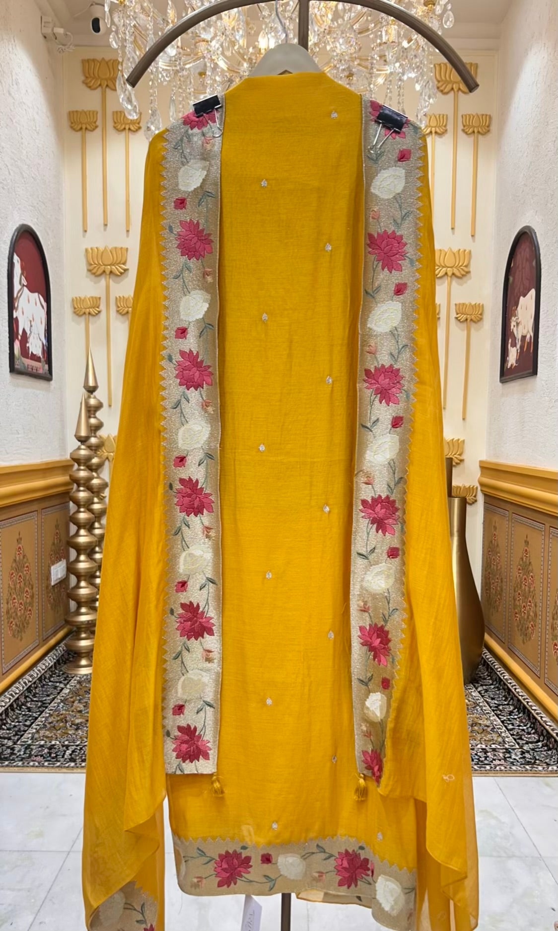 Aarini Zari Chanderi Suit (Mustard)