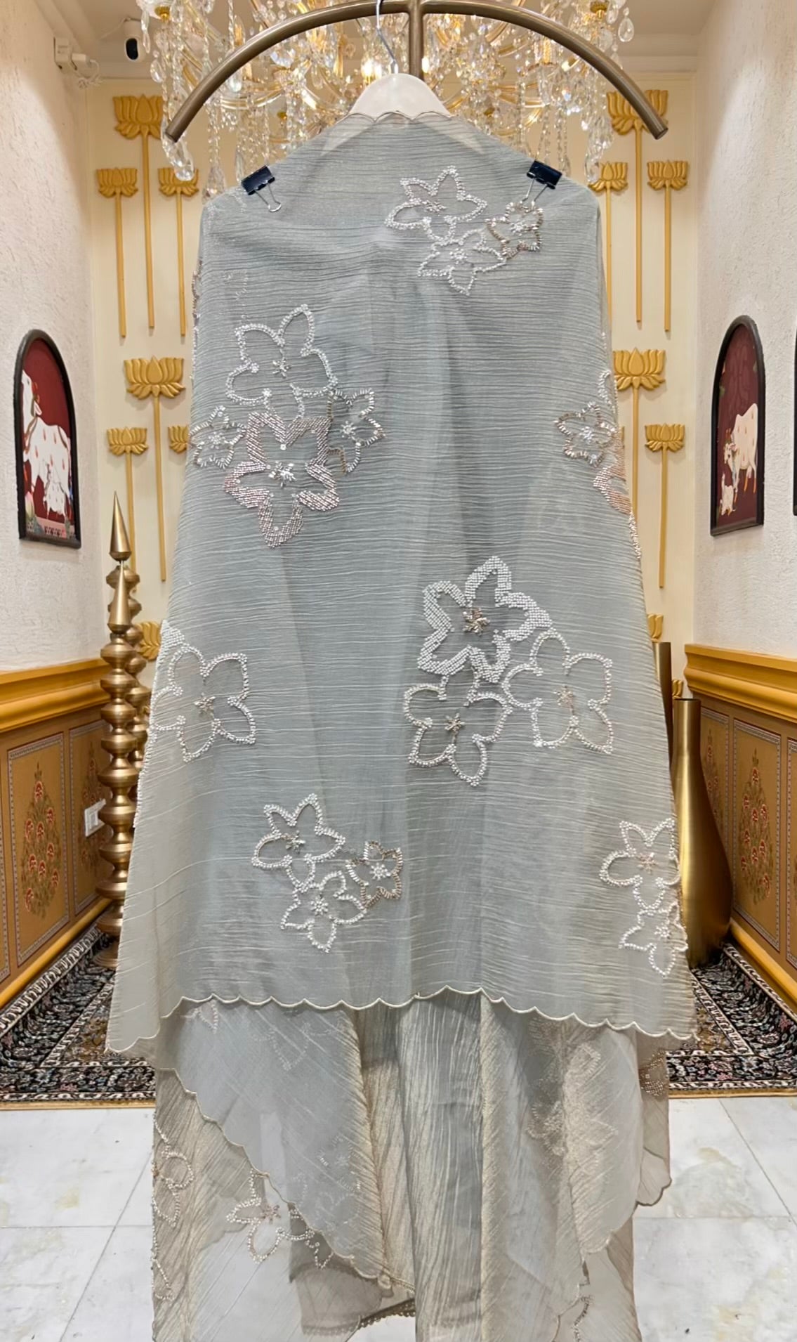 Aarifa Crush Karigari Suit (Pista Green)