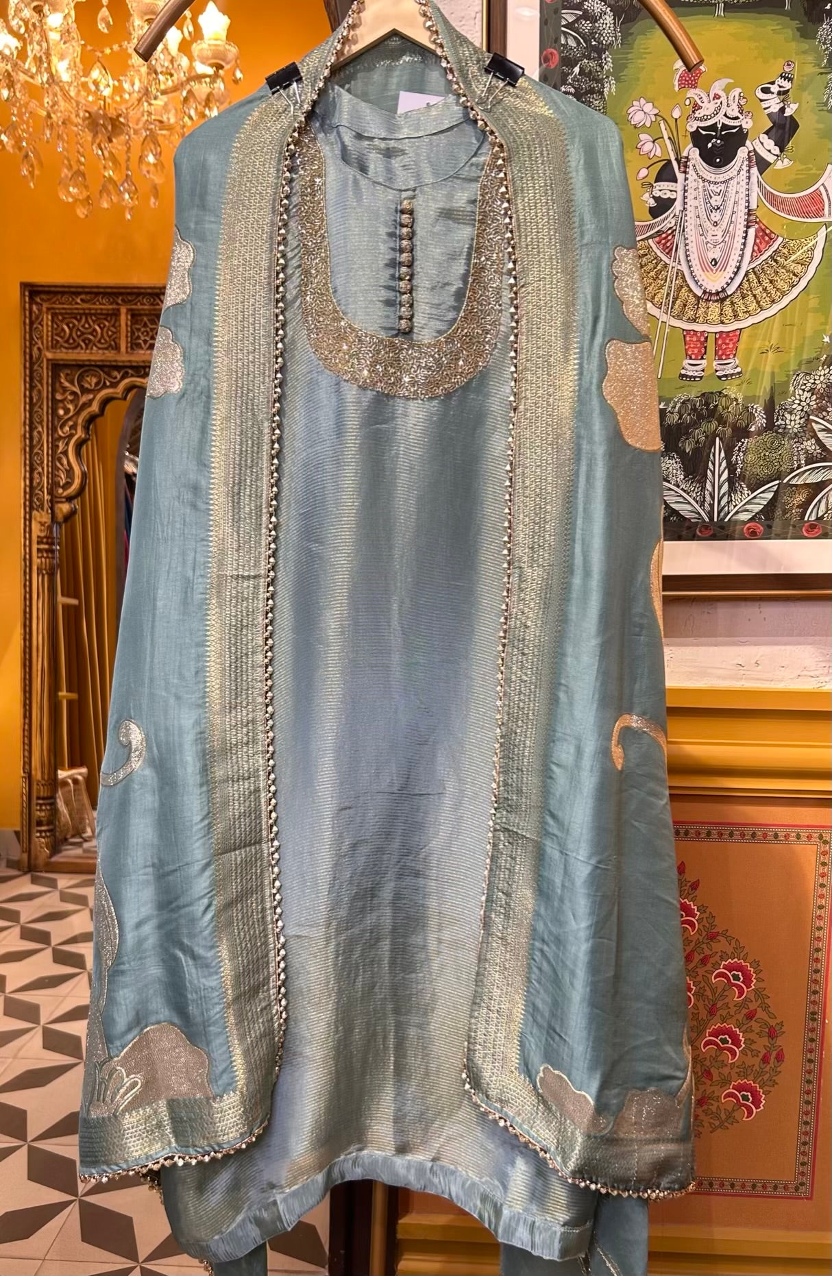 Meerbaaz Banarasi Suit (Powder Blue)