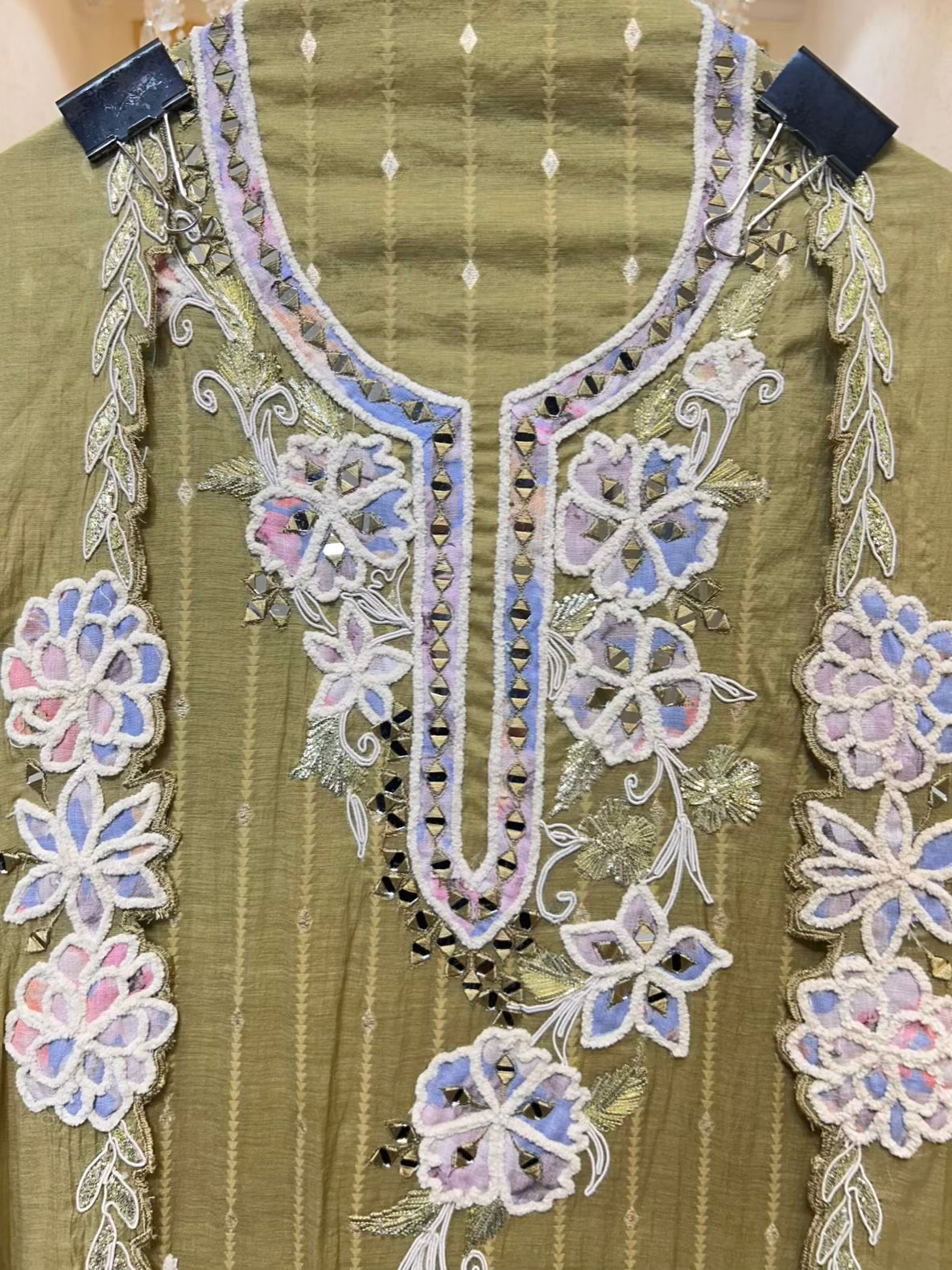 Nazneen Mul Mirror Élan Suit (Green)