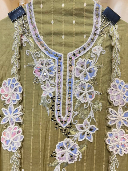 Nazneen Mul Mirror Élan Suit (Green)