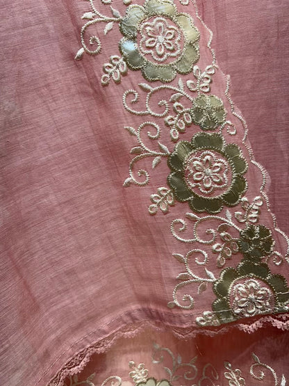 Mehru Leather Loom Suit (Pink)