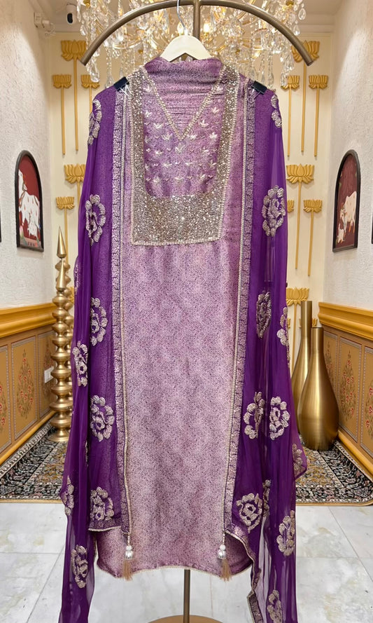 Zayla Banarasi Grace Suit (Purple)
