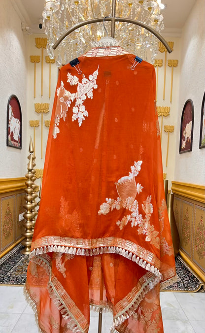 Shahvira Gota Mahal Suit (Rust)