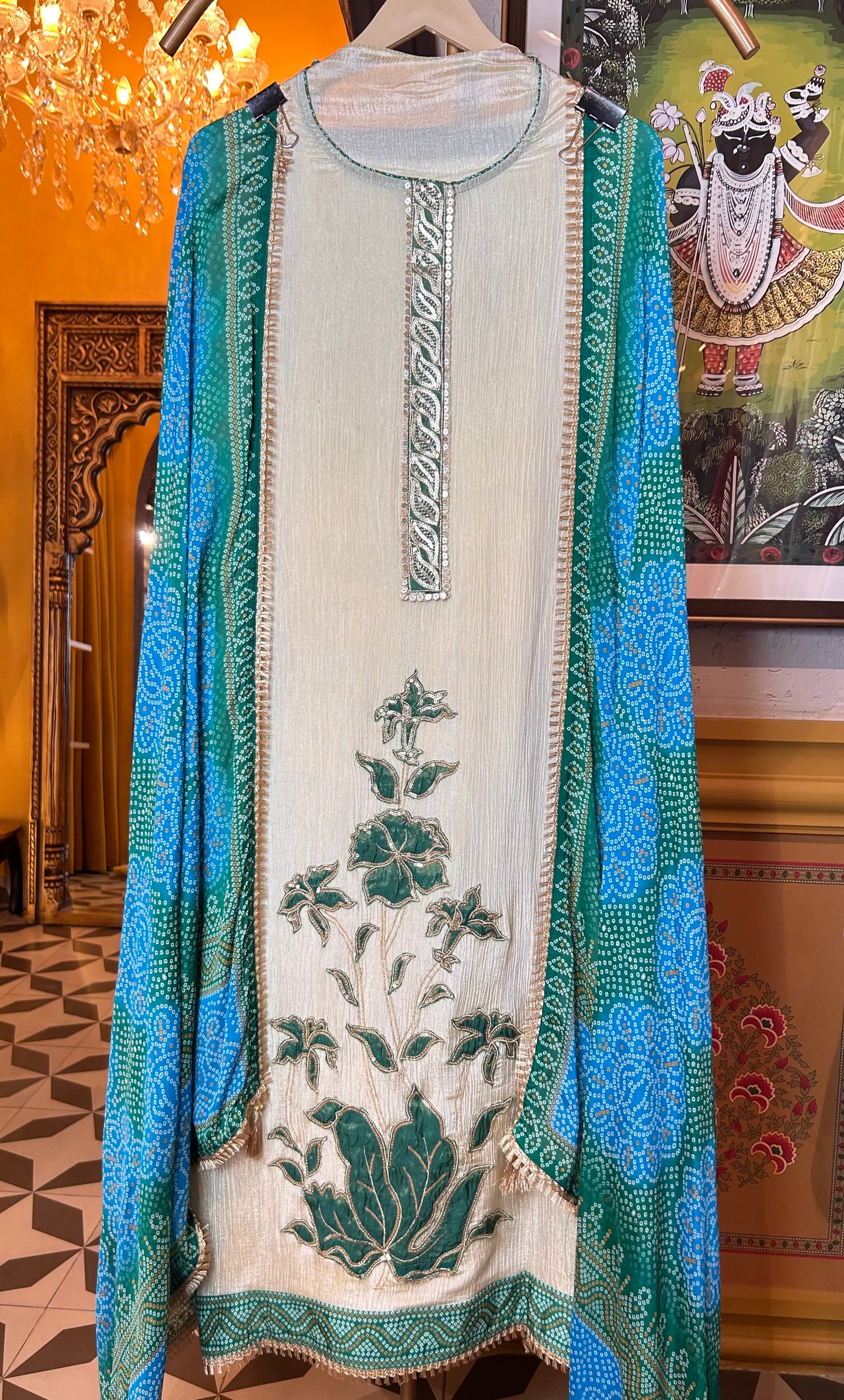 Nooraya Organza Suit (Ivory Blue)