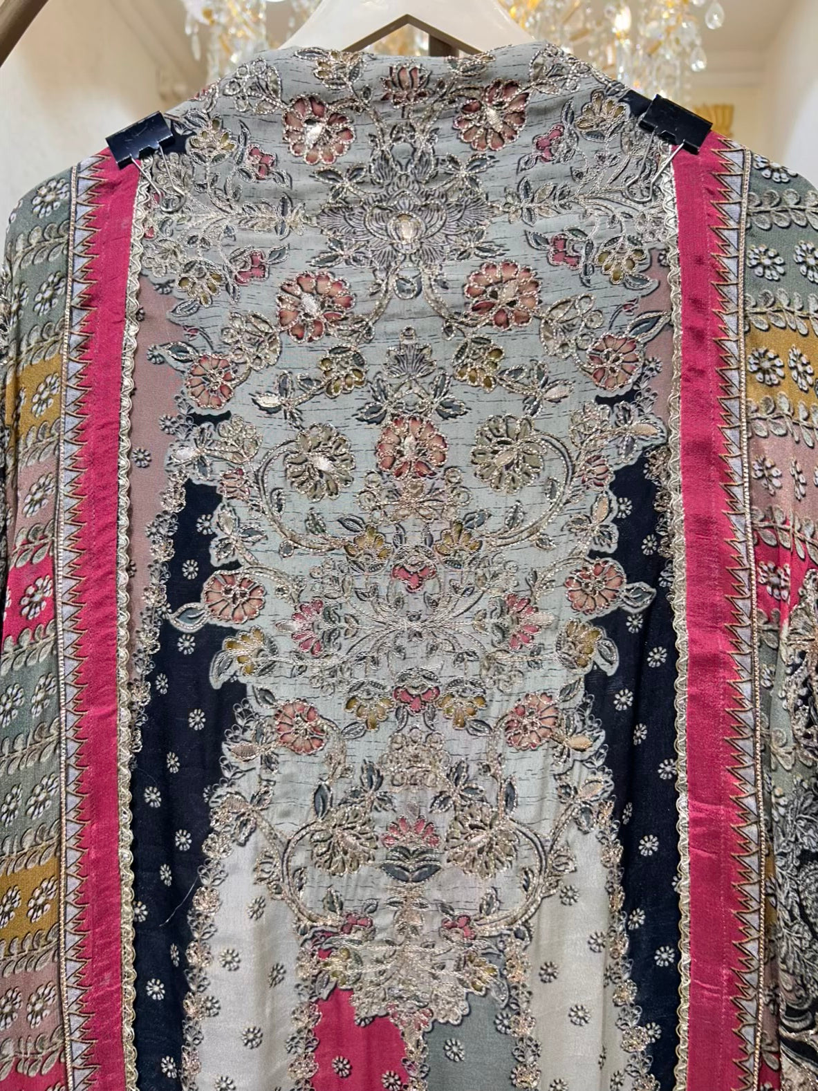 Ishvaya Zari Print Suit (Black)