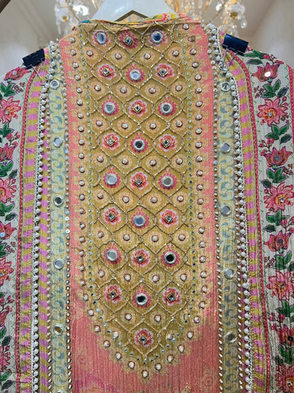 Meherveen Tissue Print Suit (Pink)