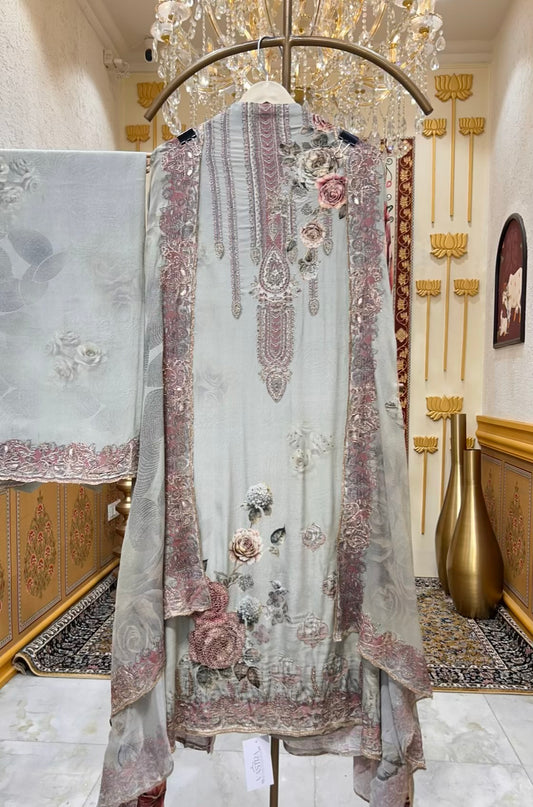 Anaya Threadwork Suit (Pista Green)