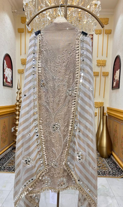 Zarvisha Aaina Kinari Suit (Beige)