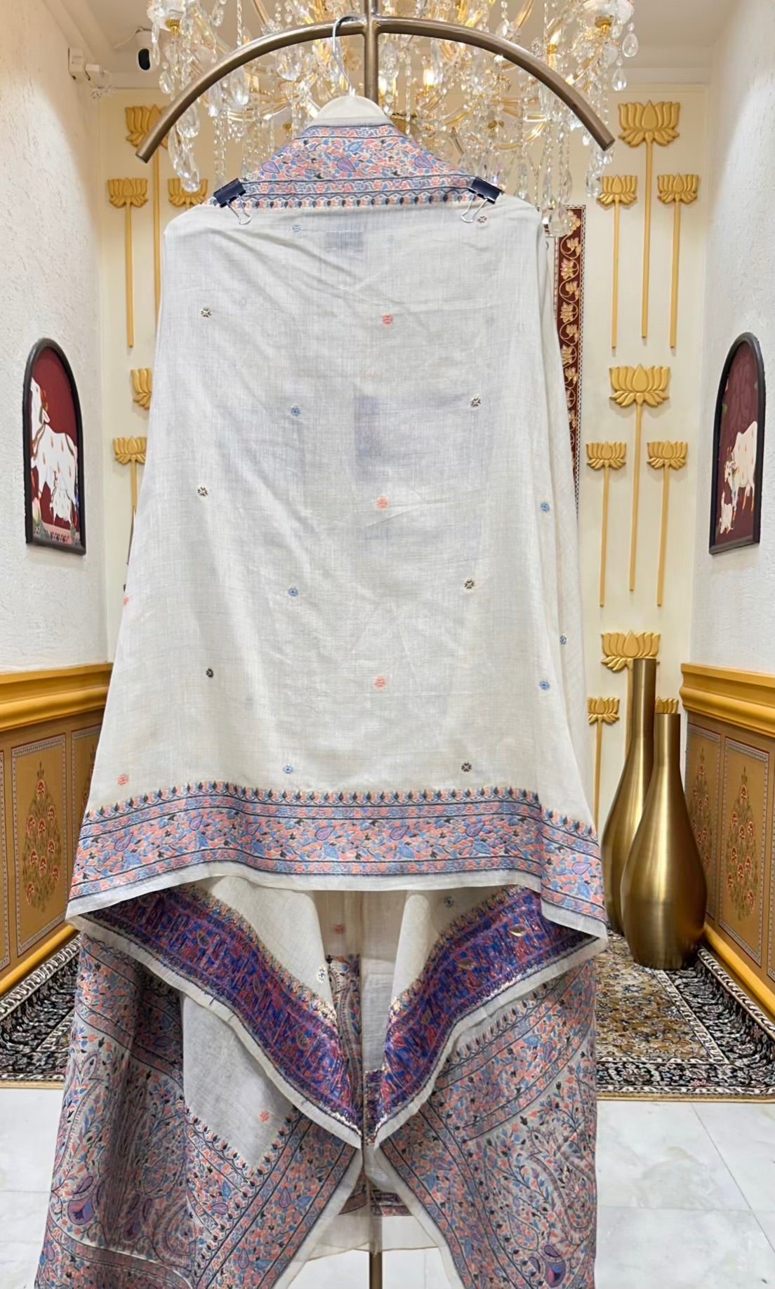 Ishmira Jamdhani Noor Suit (Beige & Blue)