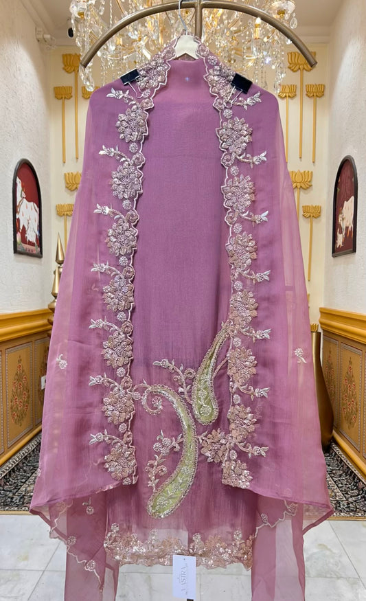 Eliya Handloom Veil Suit (Purple)